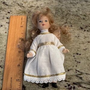 Vintage porcelain White and Gold Angel Doll